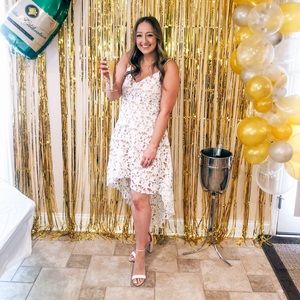 Lace High-Low Dress in Ivory - Women's Elegant Cocktail Dress